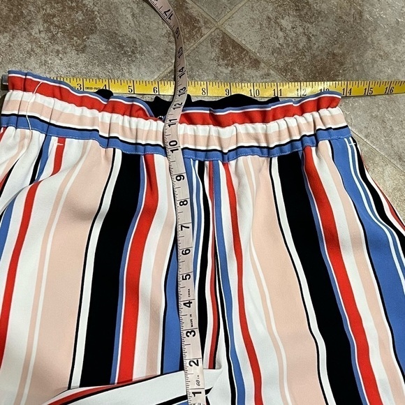 NEW Express High Rise Vertical Stripe Paper bag Waist Ankle Pants Pull On XS - Picture 7 of 11